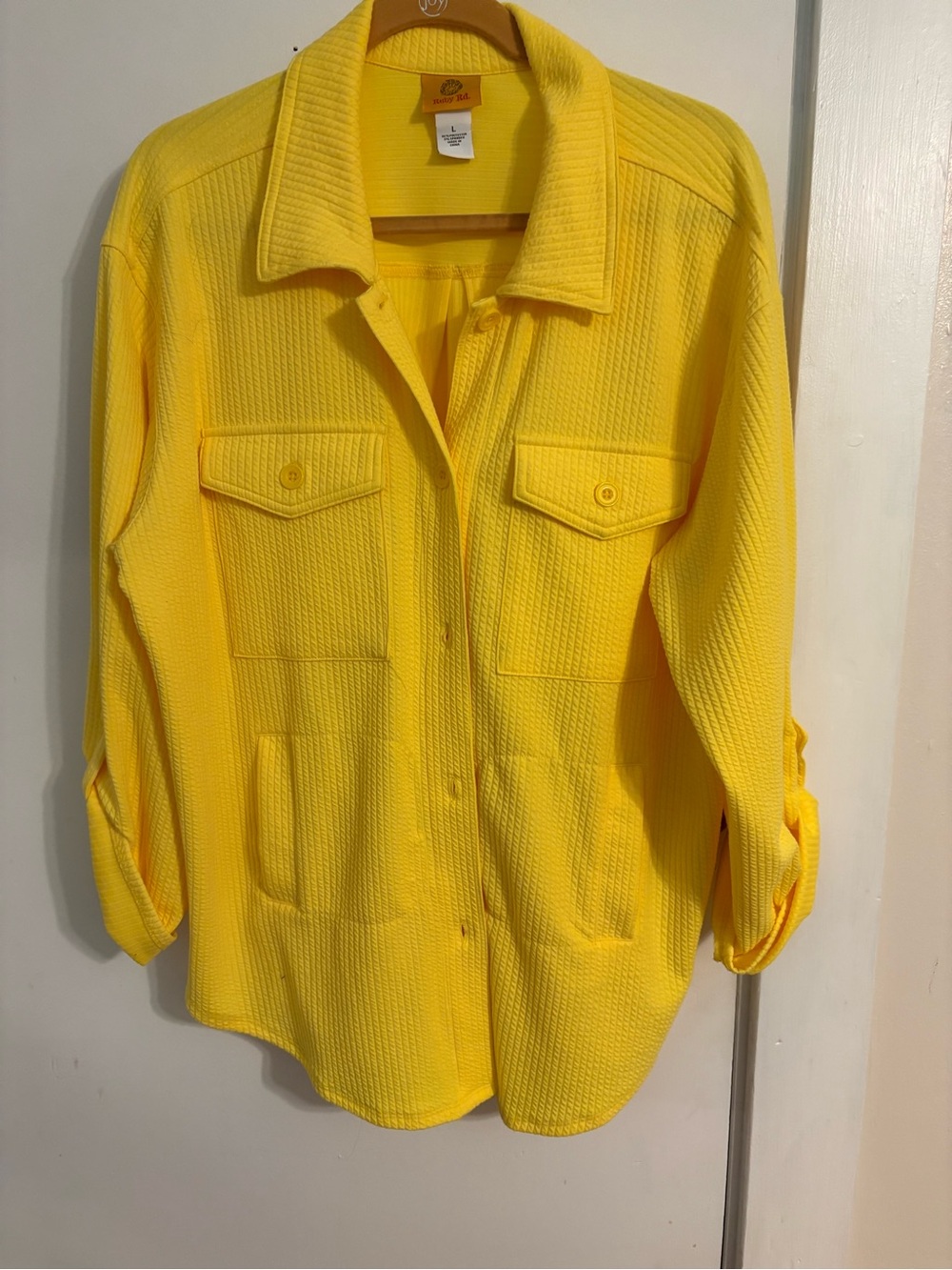 Ruby Rd. Bright Yellow Button-Front Textured Shirt